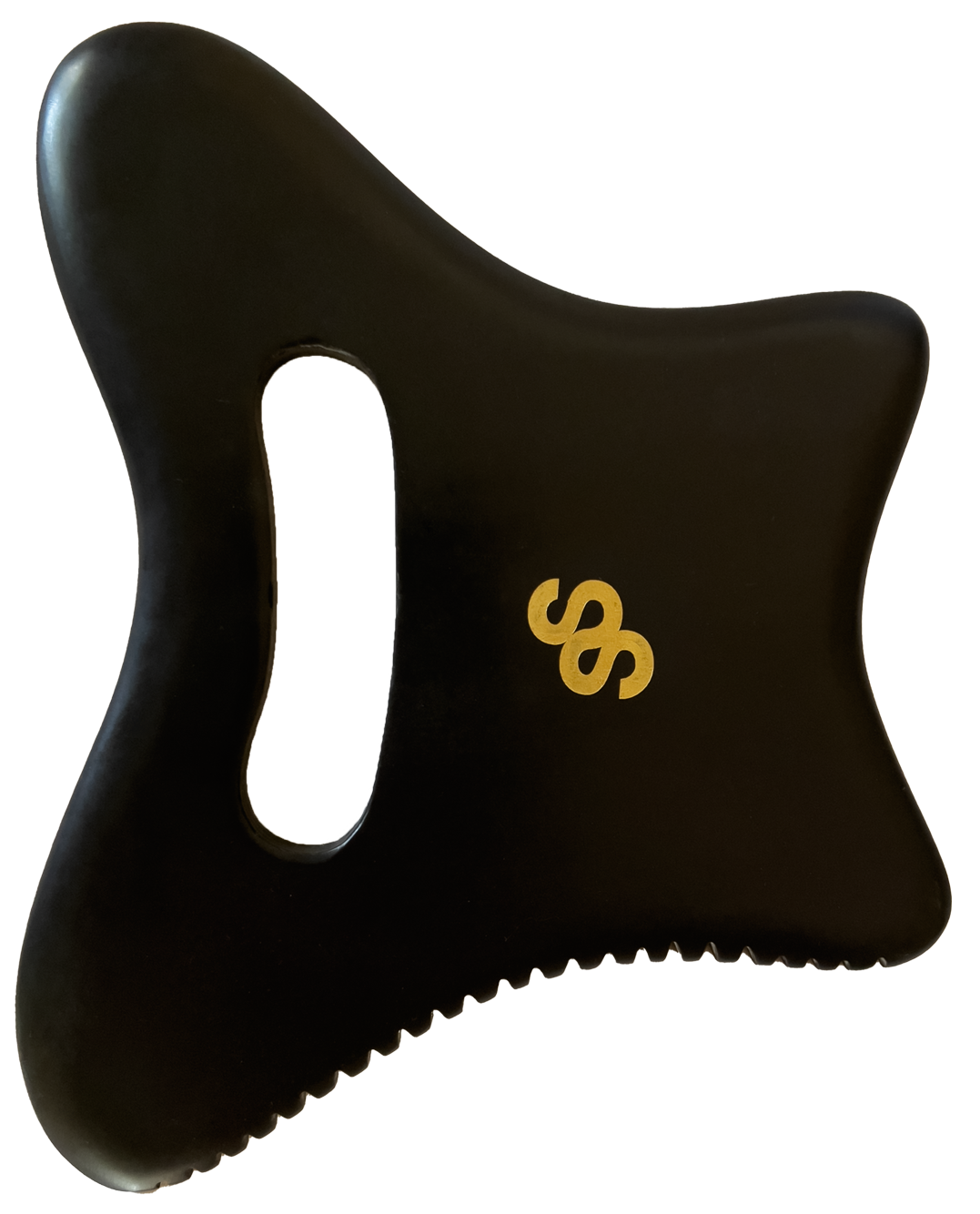 Sancta Solis Bian Stone Body Gua Sha Tool_Used for self massage and body sculpting. Bian is an ancient detoxifying and healing stone used in Traditional Chinese Medicine to encourage blood circulation, stimulate lymphatic drainage, reduce muscle tension, release fascia and promote relaxation. 